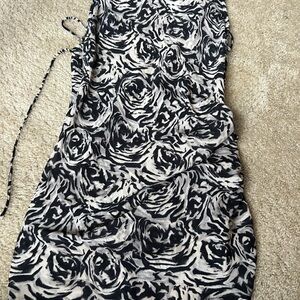 Elegant Black and White Floral Dress
